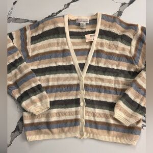 Striped Cream Cardigan Sweater